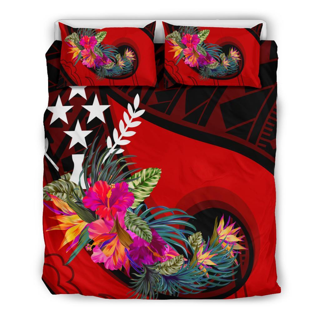 Kosrae Bedding Set - Polynesian Hook And Hibiscus (Red) - Polynesian Pride