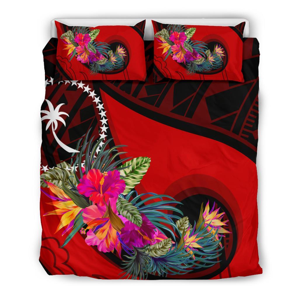 Chuuk Bedding Set - Polynesian Hook And Hibiscus (Red) - Polynesian Pride