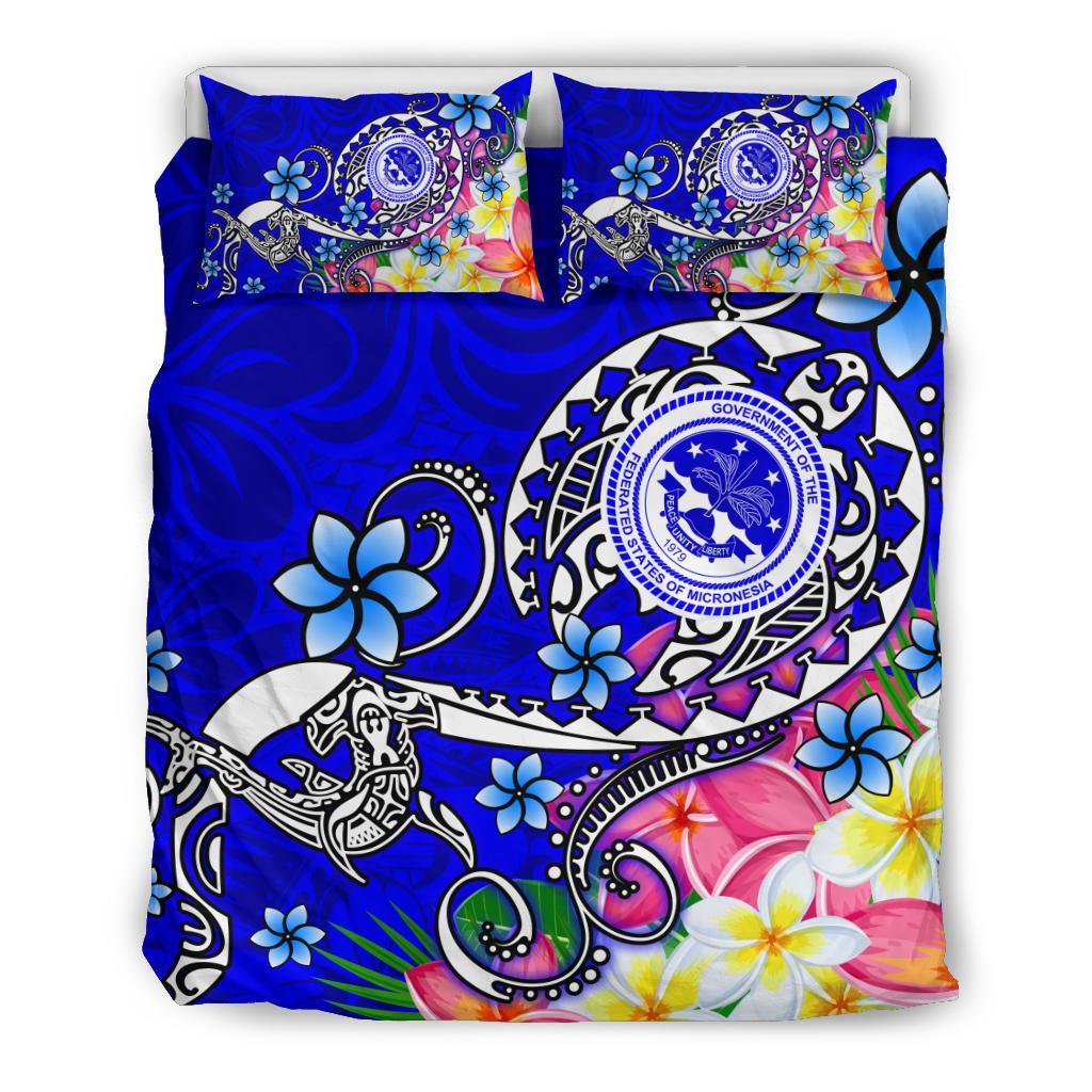 FSM Bedding Set - Turtle Plumeria (Blue) - Polynesian Pride