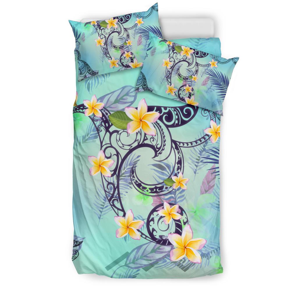 Hawaiian Plumeria Palm Leaves Polynesian Bedding Set - Polynesian Pride