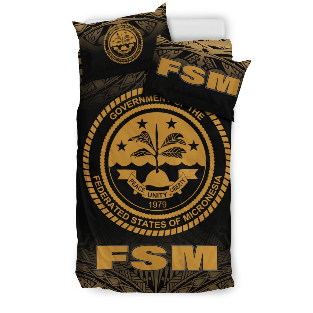 Federated States Of Micronesia Duvet Cover Set - Gold Fog Style - Polynesian Pride