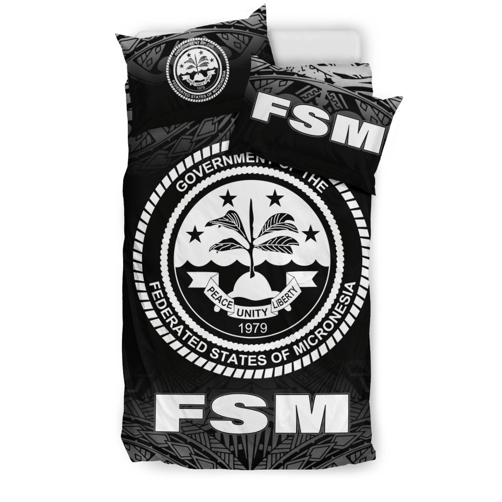 Federated States Of Micronesia Duvet Cover Set - Black Fog Style - Polynesian Pride