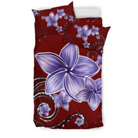 Hawaiian Plumeria Violet Polynesian Red Bedding Set - Polynesian Pride