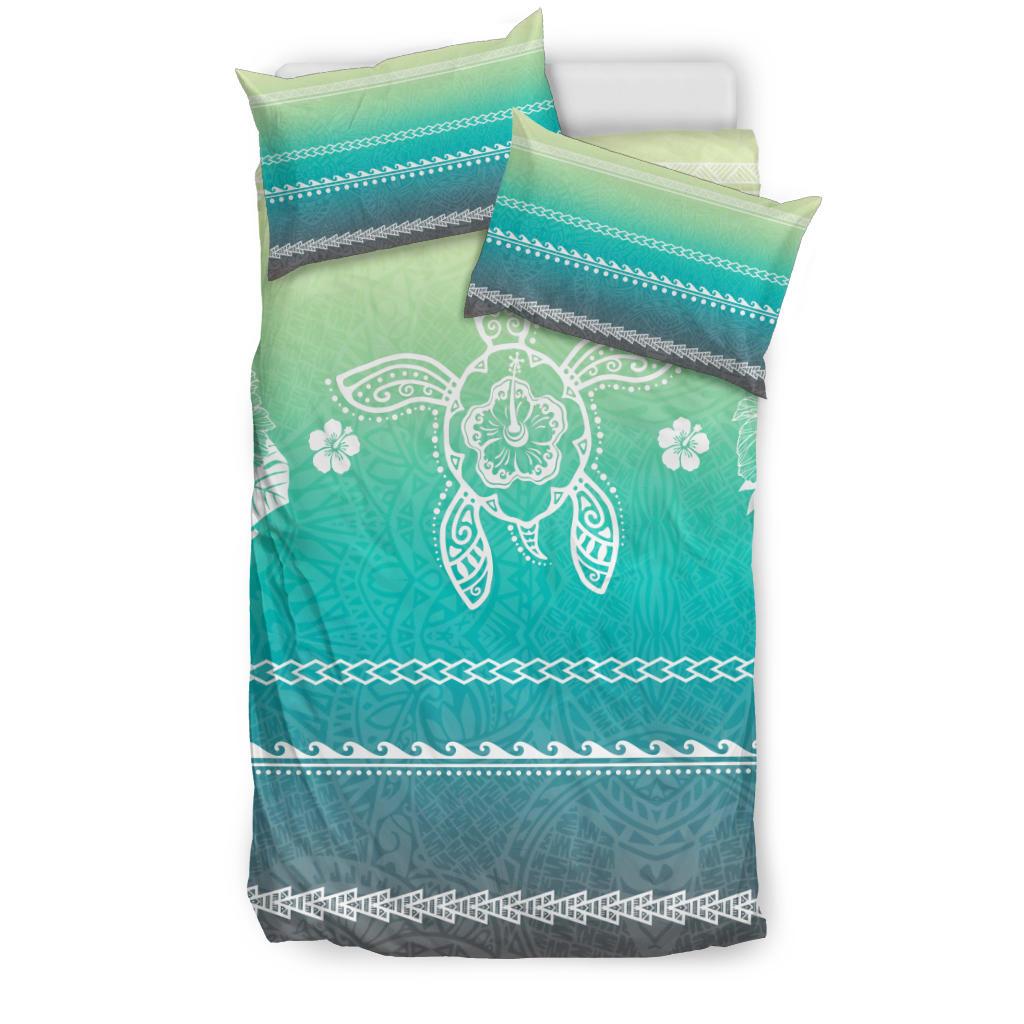 Hawaiian Turtle Hibiscus Green Bedding Set - Color Style - Polynesian Pride