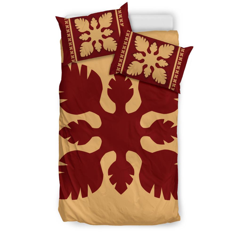 Hawaiian Quilt Pattern Monstera Skillful Bedding Set - Polynesian Pride