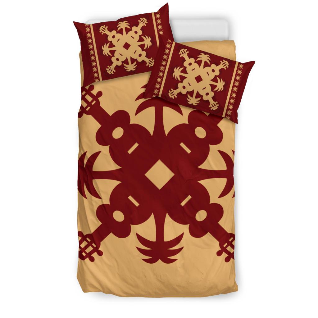 Hawaiian Quilt Pattern Ukulele Coconut Tree Bedding Set - Polynesian Pride