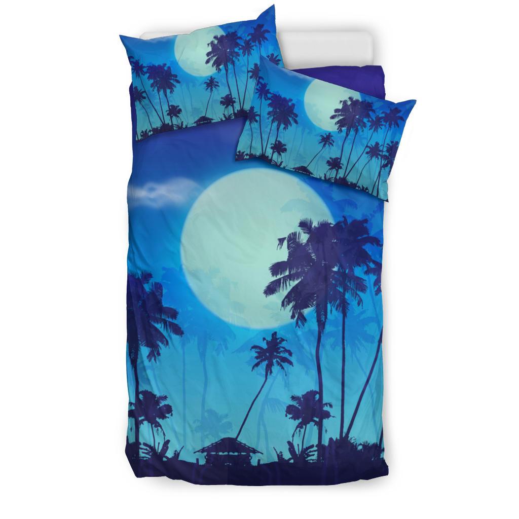 Hawaiian Palm Tree Blue Moon Polynesian Bedding Set - Polynesian Pride