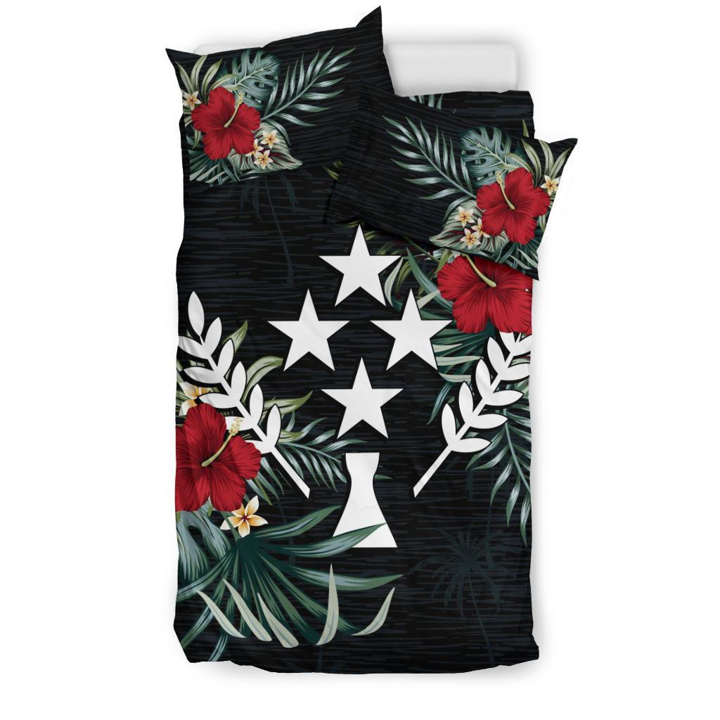 Kosrae Duvet Cover Set - Kosrae Coat Of Arms Hibiscus - Polynesian Pride