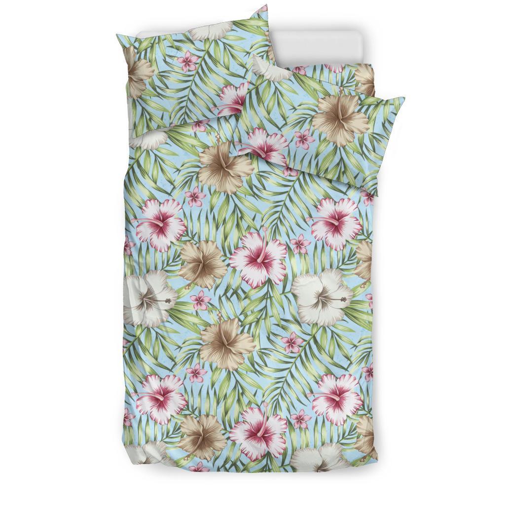 Hawaiian Tropical Hibiscus Plumeria Palm Leaves Polynesian Bedding Set - Polynesian Pride