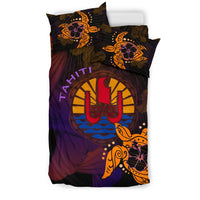 Tahiti Duvet Cover Set - Turtle Hibiscus & Flag - Polynesian Pride