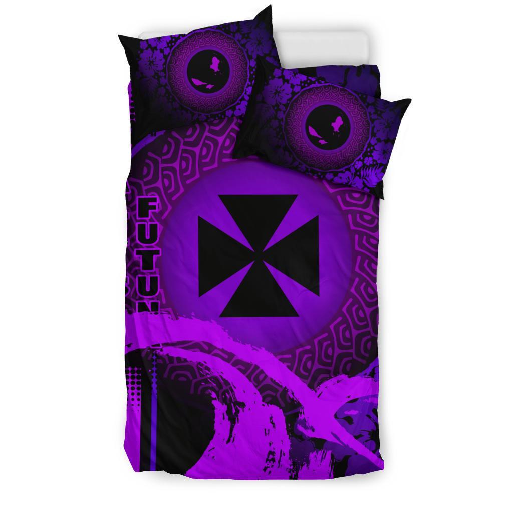 Wallis And Futuna Duvet Cover Set - Hibiscus And Wave Purple - Polynesian Pride