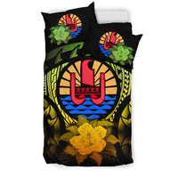 Tahiti Duvet Cover Set - Tahiti Flag & Reggae Hibiscus - Polynesian Pride