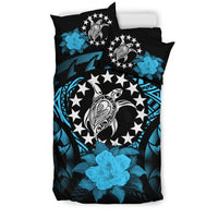 Cook Islands Duvet Cover Set - Cook Island Flag Turtle & Turquoise Hibiscus - Polynesian Pride