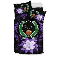Pohnpei Duvet Cover Set - Pohnpei Flag & Purple Hibiscus - Polynesian Pride