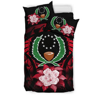 Pohnpei Duvet Cover Set - Pohnpei Flag & Red Hibiscus - Polynesian Pride