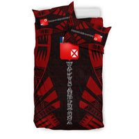 Wallis And Futuna Duvet Cover Set - Polynesian Tattoo Red - Polynesian Pride