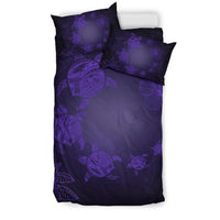 Hawaiian Plumeria Hibiscus Turtle Under Sea Polynesian Bedding Set Purple - Polynesian Pride