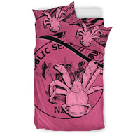Niue Duvet Cover Set - Niue Coat Of Arms & Coconut Crab Pink - Polynesian Pride