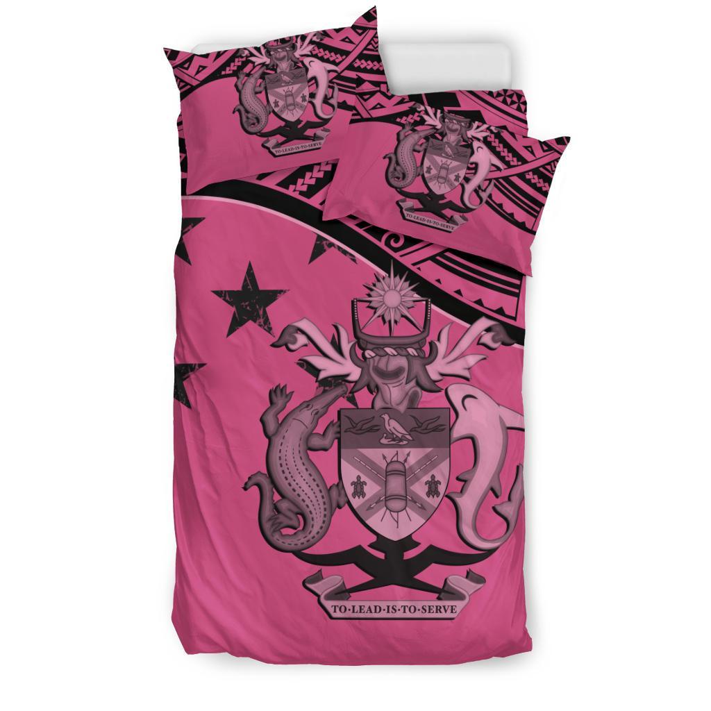 Solomon Island Duvet Cover Set - Flag & Coat Of Arms Pink - Polynesian Pride