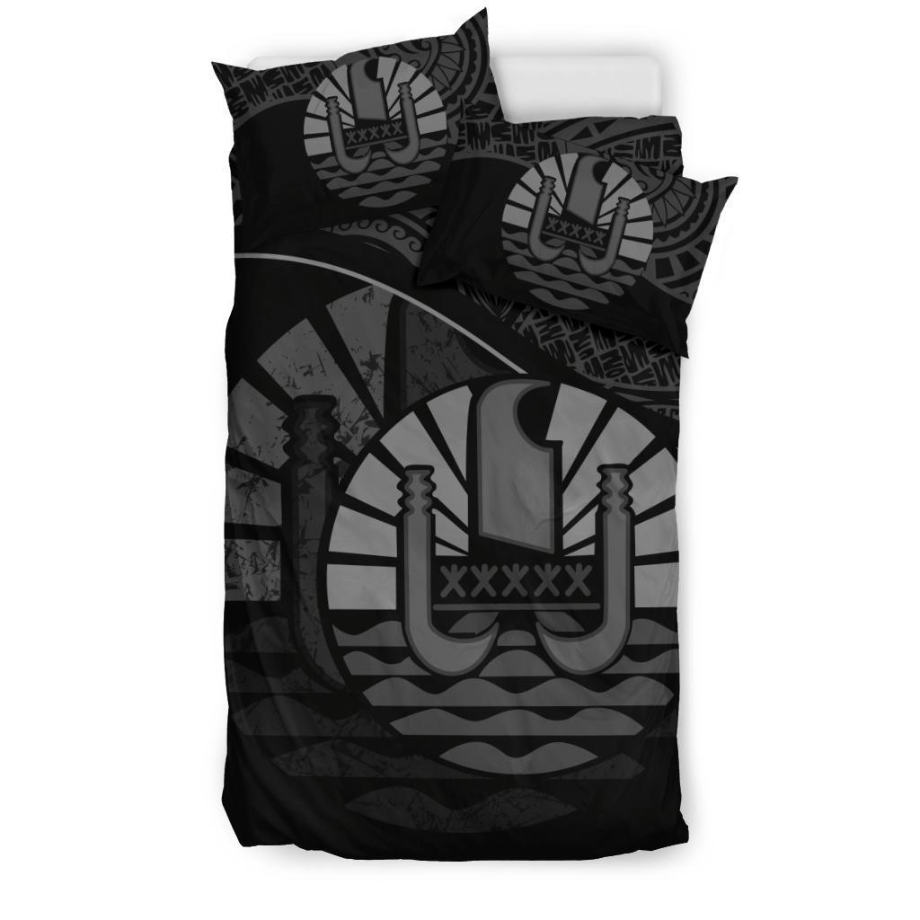 Tahiti Duvet Cover Set - Tahiti Flag Black - Polynesian Pride