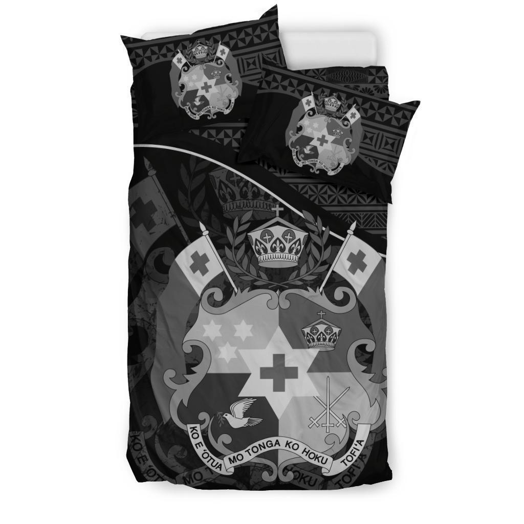 Tonga Duvet Cover Set - Tonga Coat Of Arms Black - Polynesian Pride