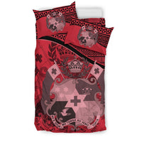 Tonga Duvet Cover Set - Tonga Coat Of Arms Pink - Polynesian Pride