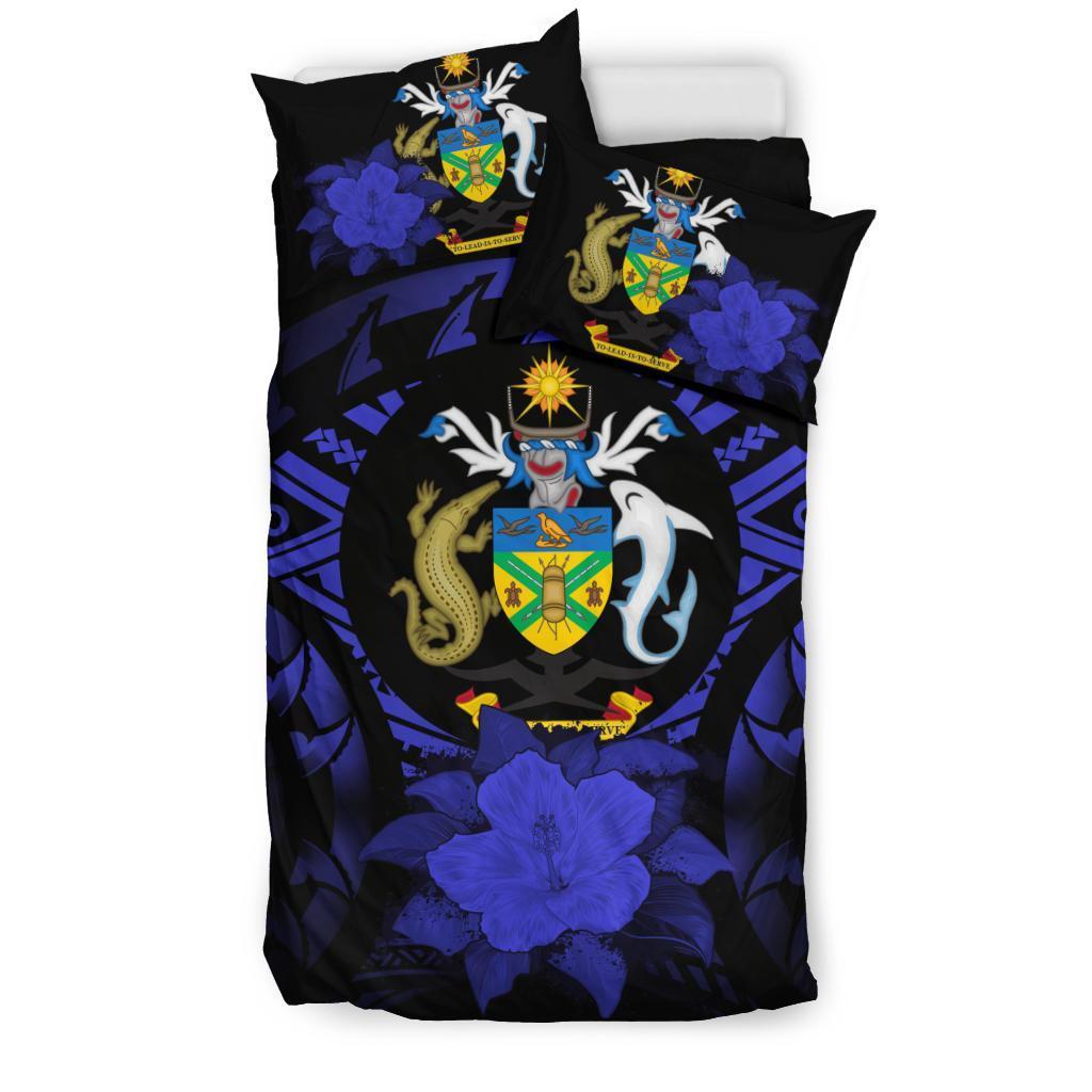 Solomon Island Duvet Cover Set - Solomon Island Coat Of Arms & Reggae Hibiscus - Polynesian Pride