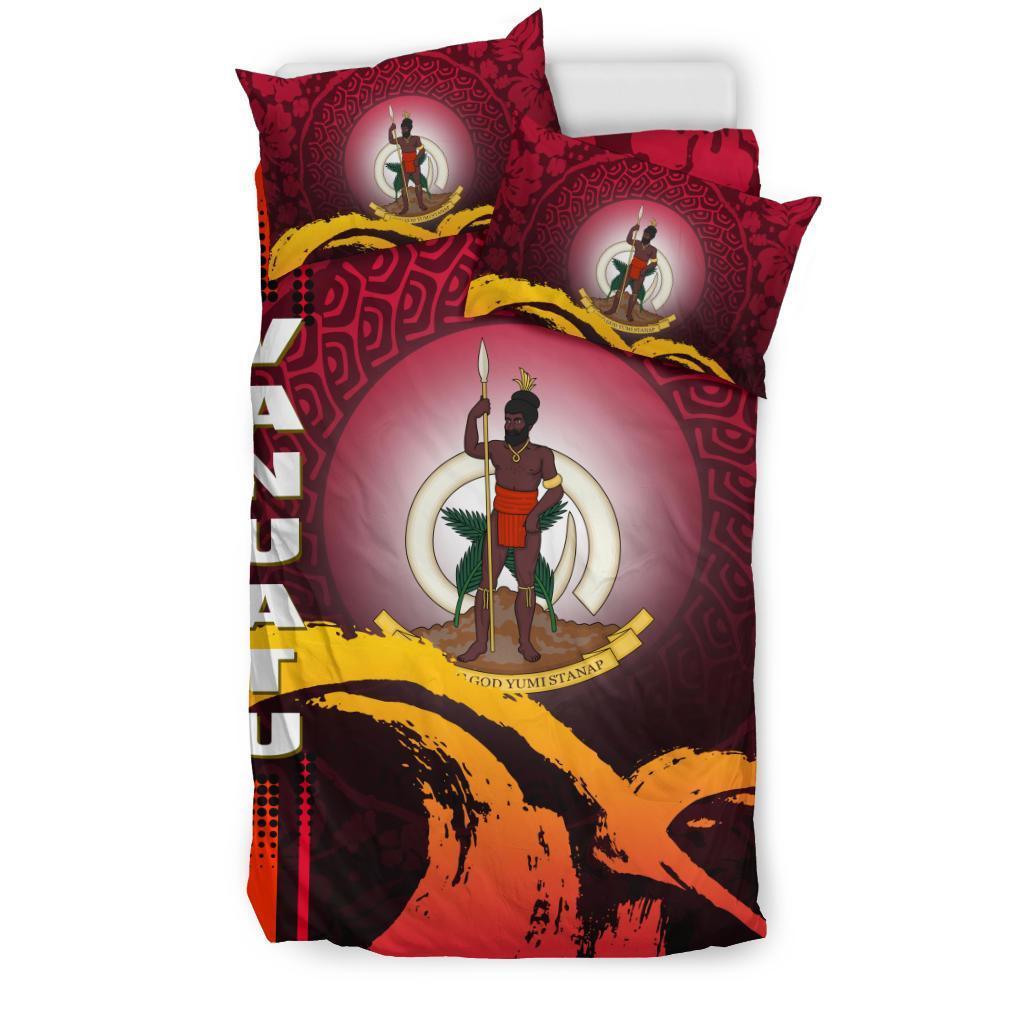 Vanuatu Bedding Set - Wave And Hibiscus Red - Polynesian Pride