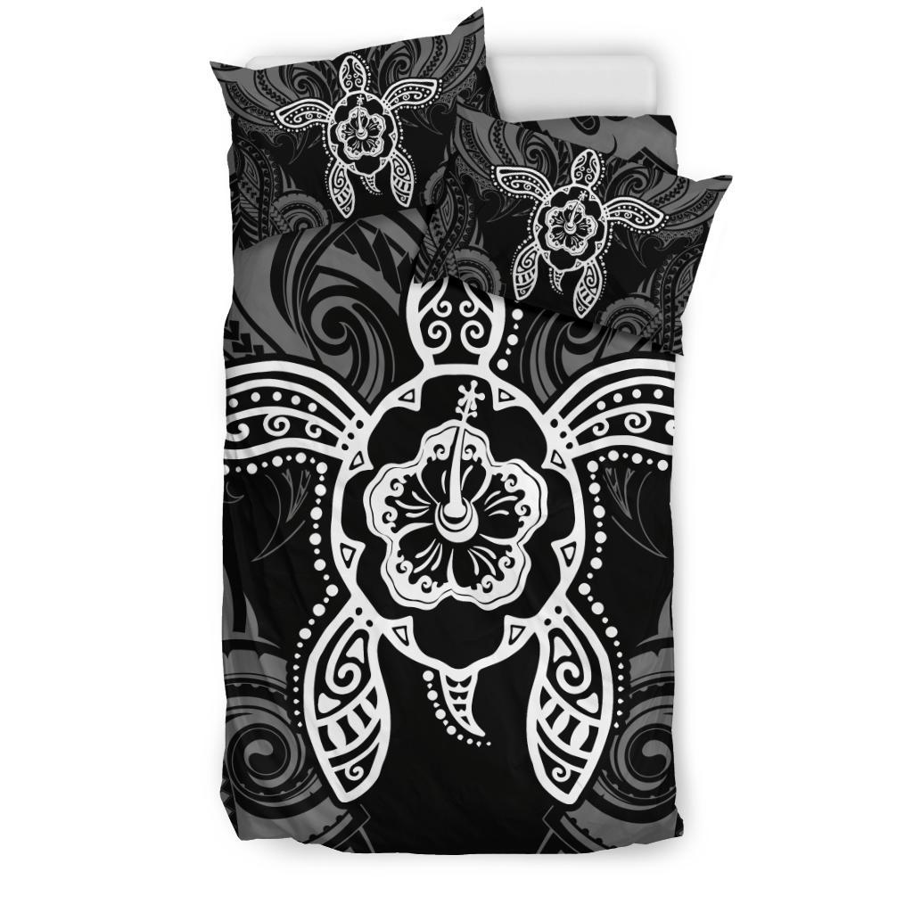 Hawaiian Turtle Hibiscus Polynesian Bedding Set White - Polynesian Pride