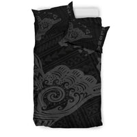 Hawaiian Map Shaka Grey Polynesian Bedding Set - Polynesian Pride