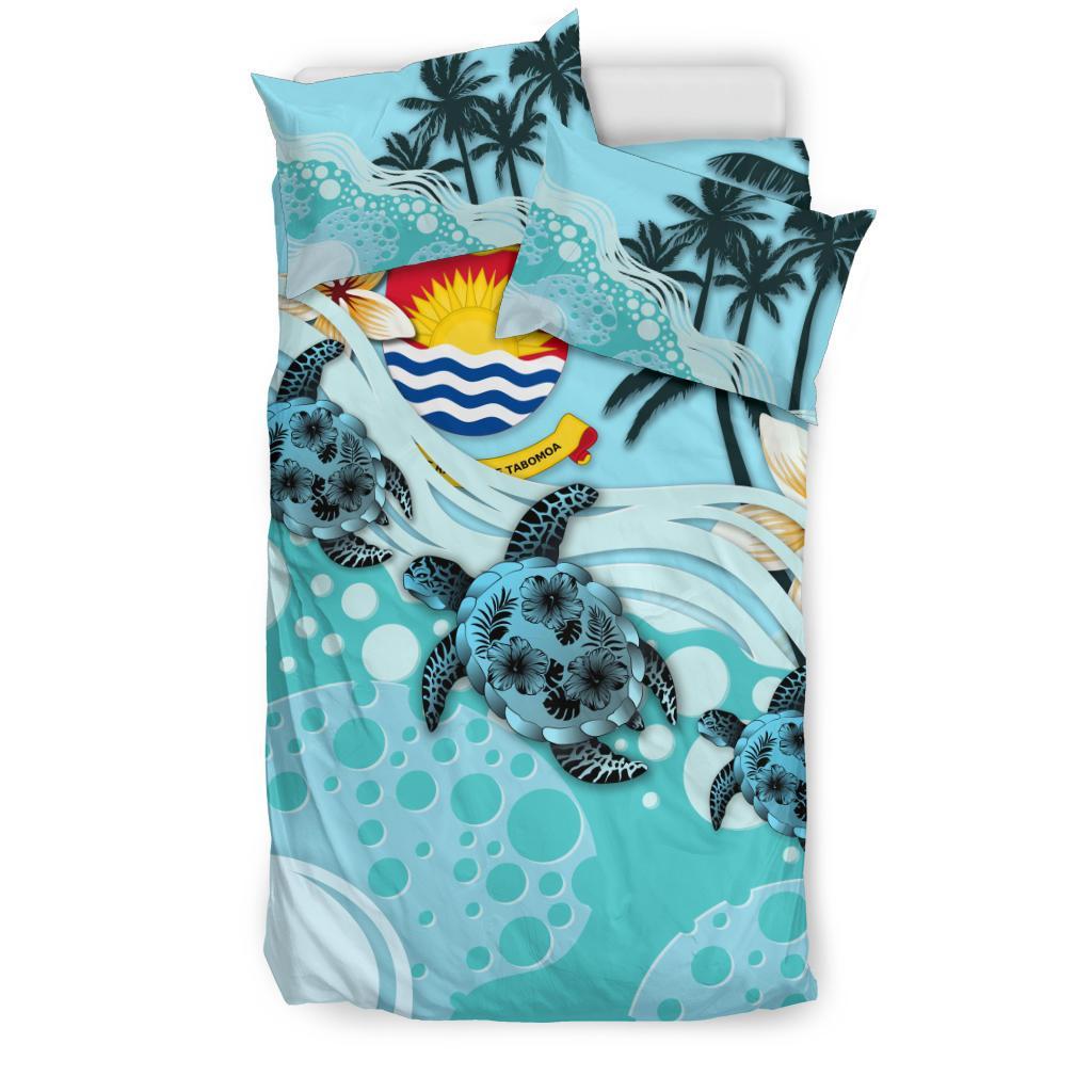 Polynesian Duvet Cover Set - Kiribati Bedding Set Blue Turtle Hibiscus - Polynesian Pride
