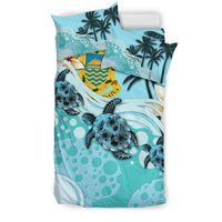 Polynesian Duvet Cover Set - Tuvalu Bedding Set Blue Turtle Hibiscus - Polynesian Pride