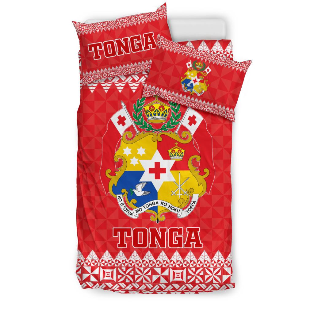 Polynesian Bedding Set - Tonga Coat Of Arms Pattern Duvet Cover Set Red Version - Polynesian Pride