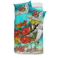 Polynesian Duvet Cover Set - Tuvalu Bedding Set Ocean Turtle Hibiscus - Polynesian Pride