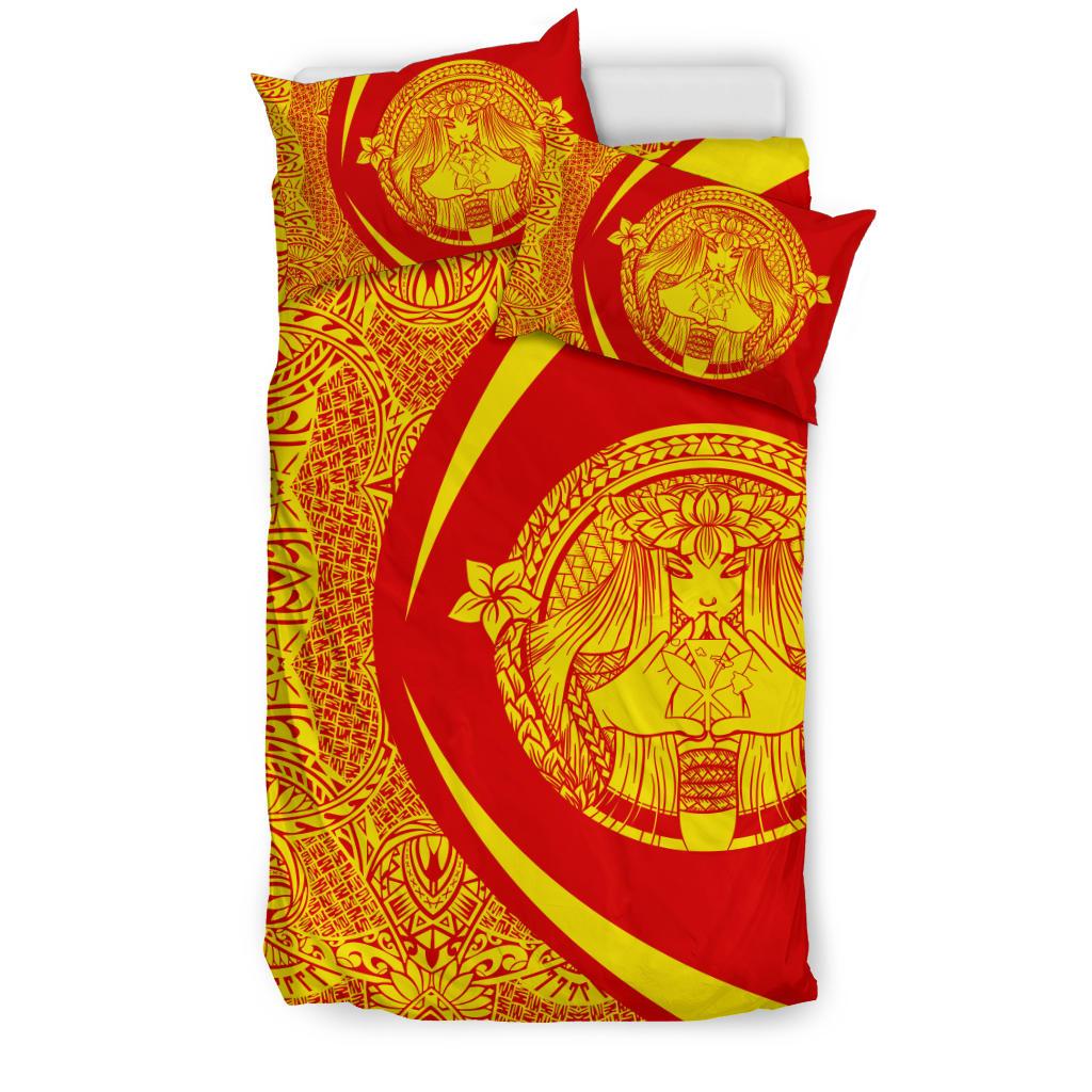 Hawaiian Madame Pele Kanaka Plumeria Polynesian Bedding Set Circle Style - Polynesian Pride