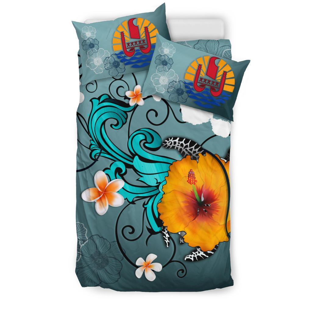 Polynesian Duvet Cover Set - Tahiti Bedding Set Map Turtle Hibiscus - Polynesian Pride