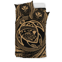Hawaiian Kanaka Honu Hibiscus Tornado Gold Polynesian Bedding Set - Polynesian Pride