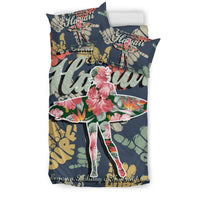 Hawaiian Hibiscus Shaka Banzai Pipeline Surfing Girl Bedding Set - Polynesian Pride