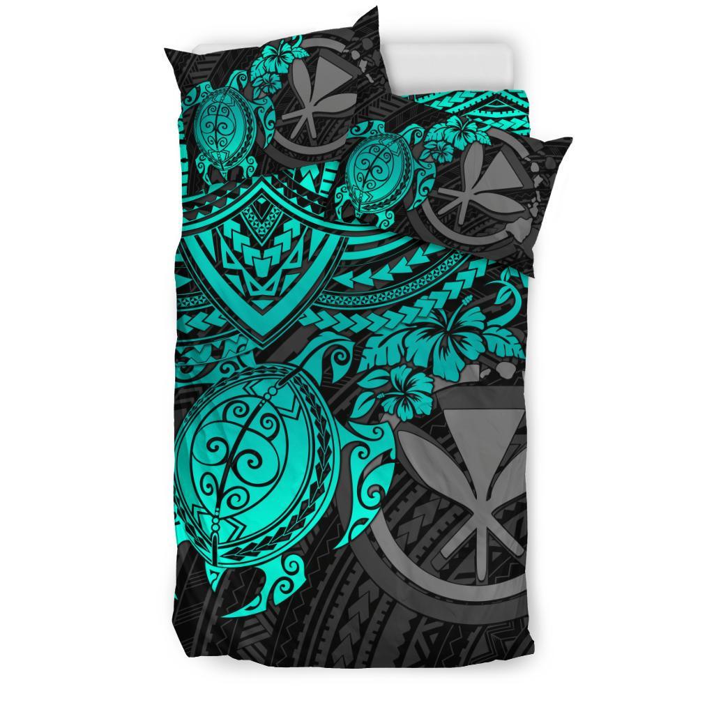 Polynesian Hawaii Duvet Cover Set - Turquoise Polynesian Sea Turtle - Polynesian Pride