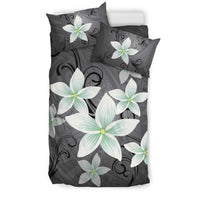 Hawaiian Plumeria Polynesian Bedding Set - Gray - Polynesian Pride