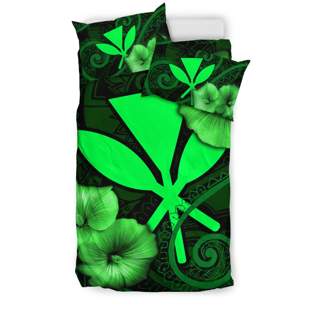 Polynesian Hawaii Duvet Cover Set - Hibiscus Green - Polynesian Pride