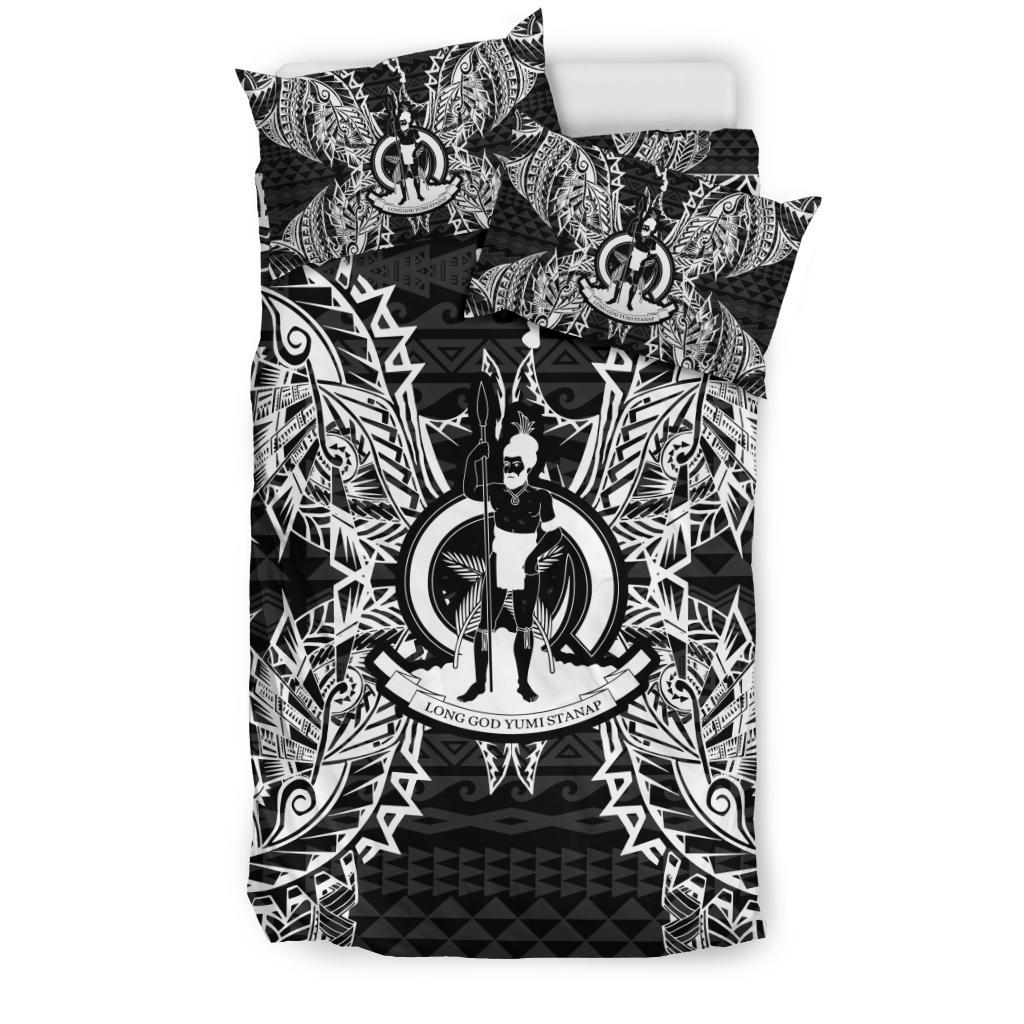 Polynesian Bedding Set - Vanuatu Duvet Cover Set Map Black - Polynesian Pride