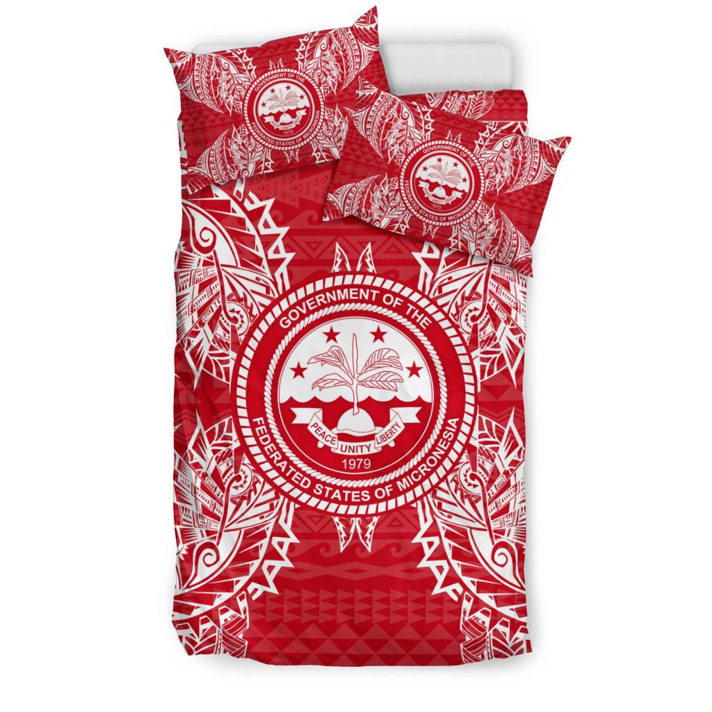 Polynesian Bedding Set - Federated States Of MicronesianDuvet Cover Set Map Red White - Polynesian Pride