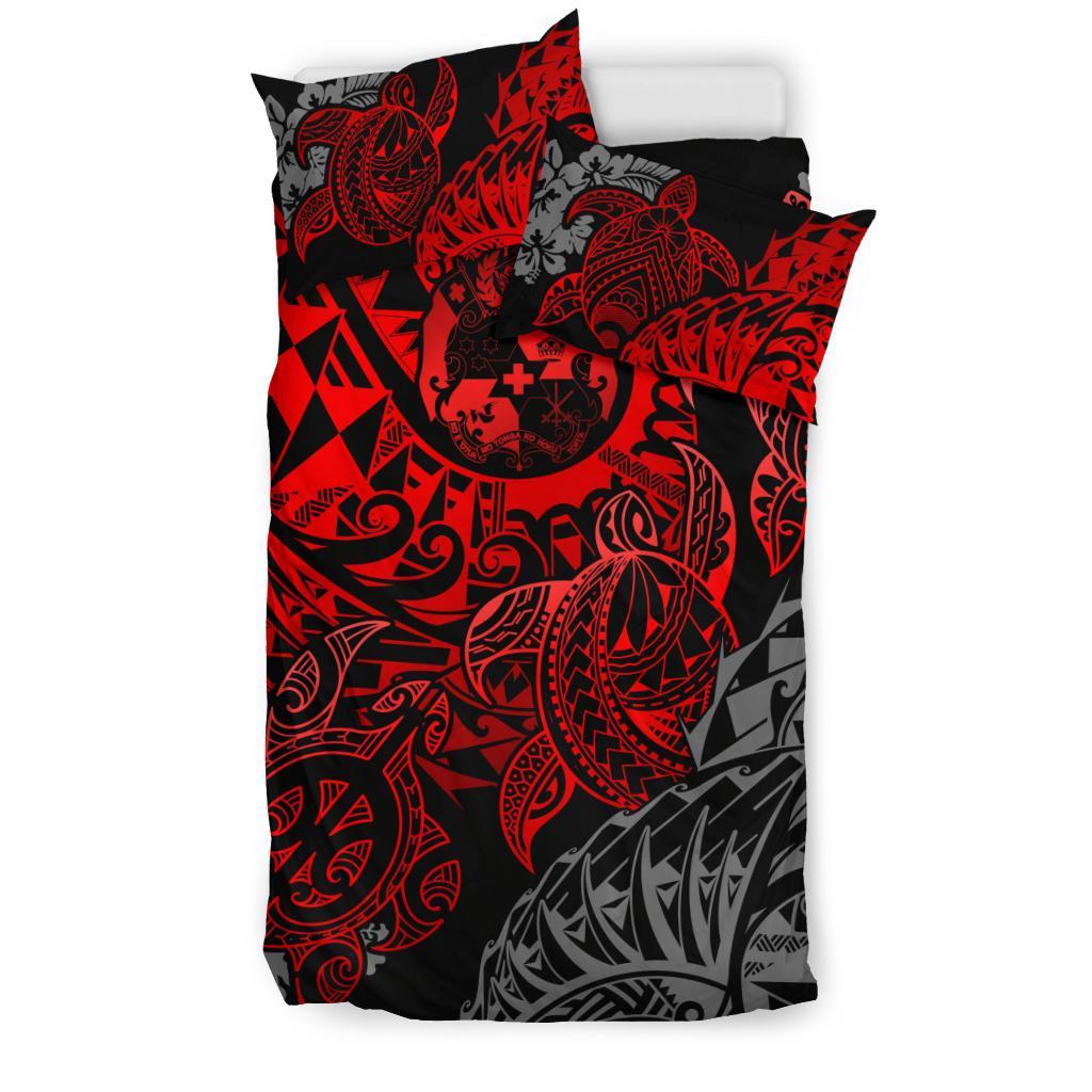 Polynesian Duvet Cover - Tonga Bedding Set - Red Turtle Flowing - Polynesian Pride