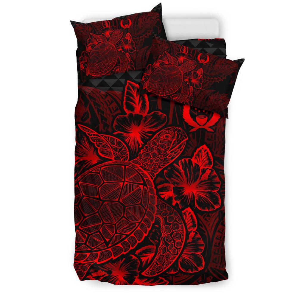 Polynesian Bedding Set - Pohnpei Duvet Cover Set Red Color - Polynesian Pride