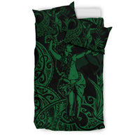 Polynesian Bedding Set - Hawaii Duvet Cover Set Hula Girl Green - Polynesian Pride