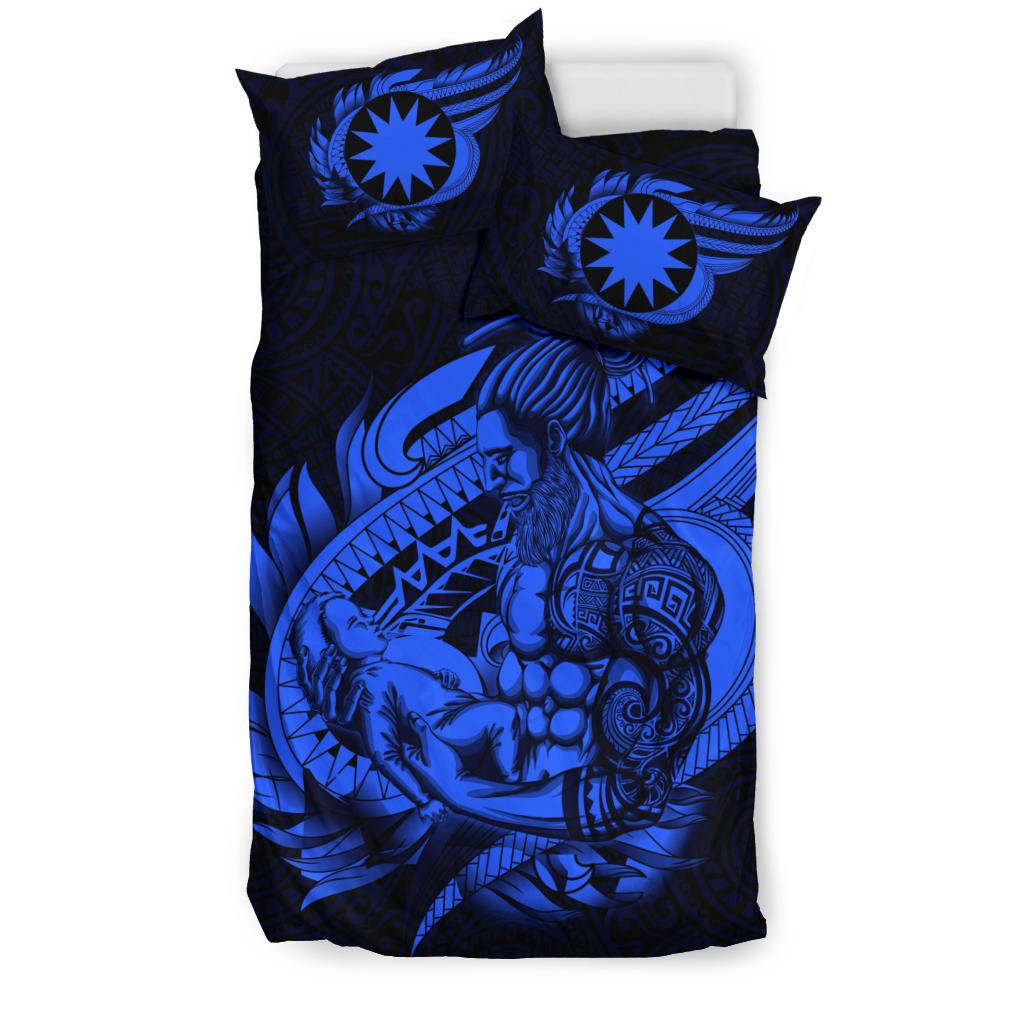 Polynesian Bedding Set - Nauru Duvet Cover Set Father And Son Blue - Polynesian Pride