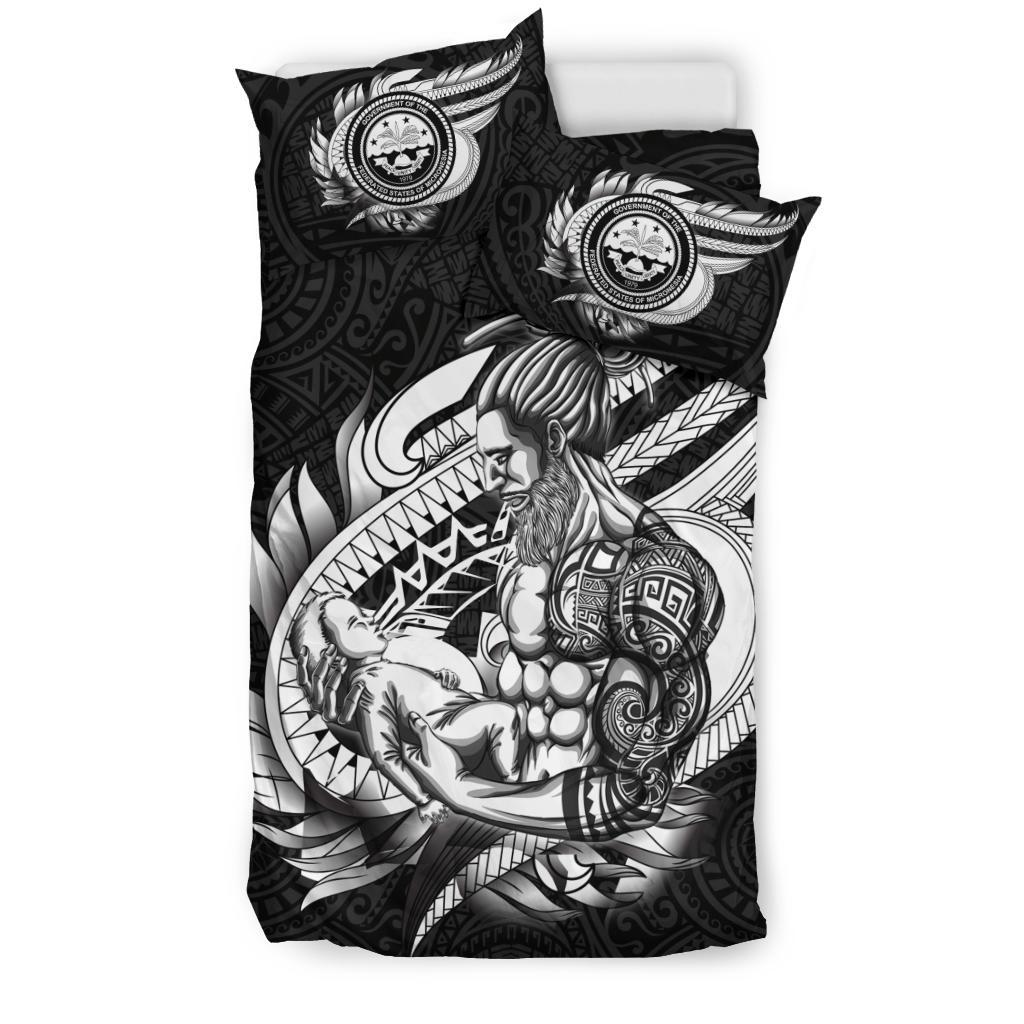 Polynesian Bedding Set - Federated States Of Micronesia Duvet Cover Set Father And Son Black - Polynesian Pride
