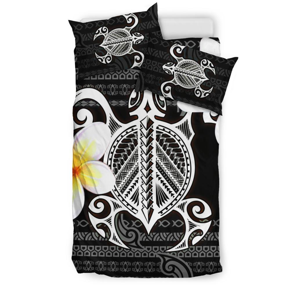 Hawaii Bedding Set - Turtle Plumeria Flowers Polynesian Pattern - Polynesian Pride