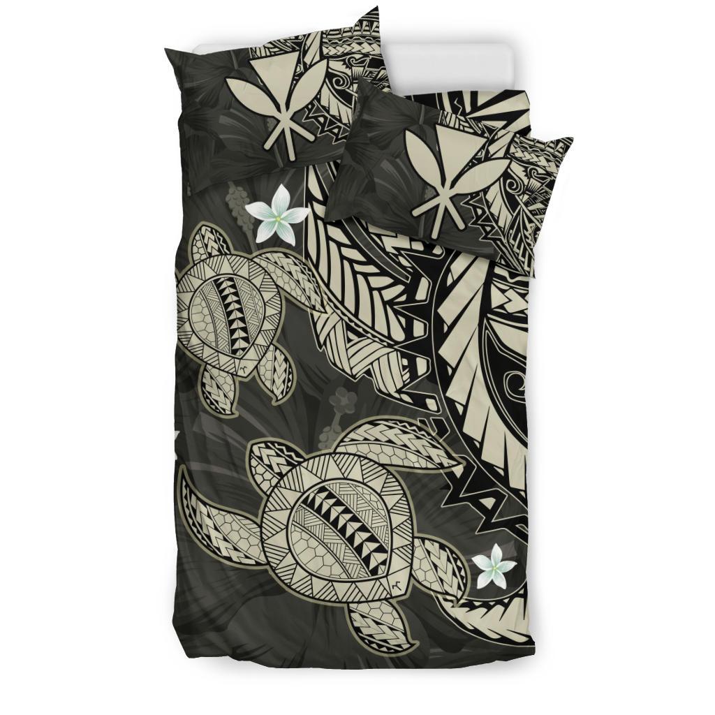 Hawaii Bedding Set - Hawaii Polynesian Turtle Hibiscus Bedding Set - Beige - Polynesian Pride
